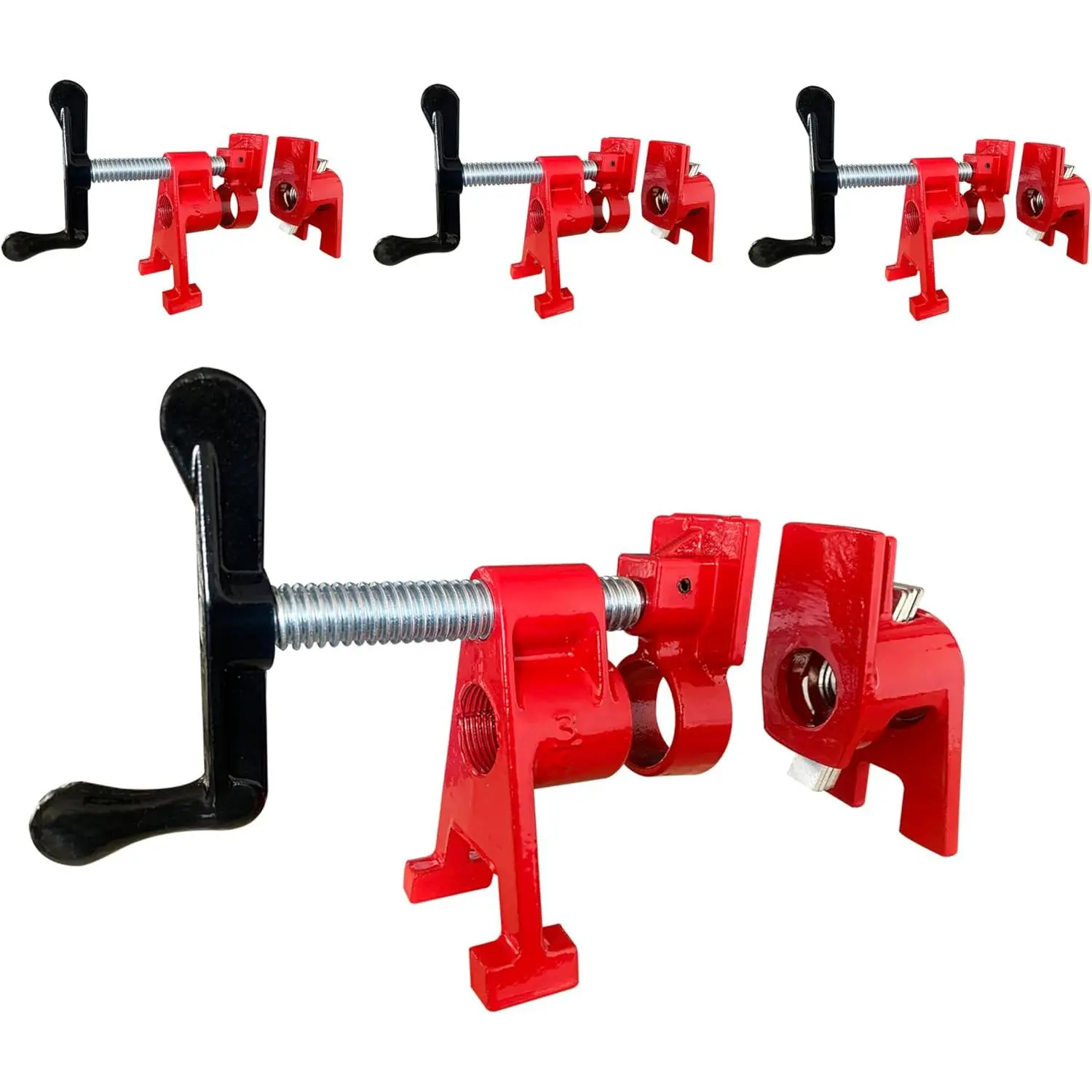 3/4 Inch H-Style Professional Pipe Clamp Set - Designed For Woodworking, Carpentry, Home Improvement, and DIY Jobs (4 Pack)