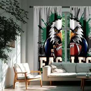 Eagle Team Rugby Curtains, High Light Blocking Durable Fabric, Home Decor for Living Room & Bedroom, Eco-Friendly, Personalized Style