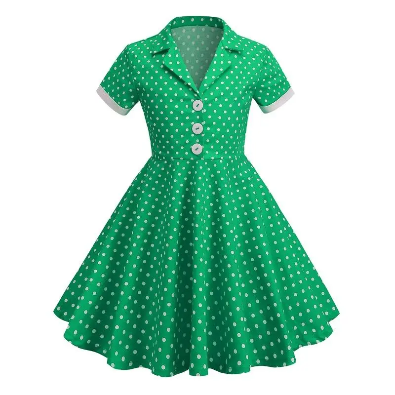 Women's 1950s Retro Rockabilly Dress Cap Sleeve Vintage Swing Dress