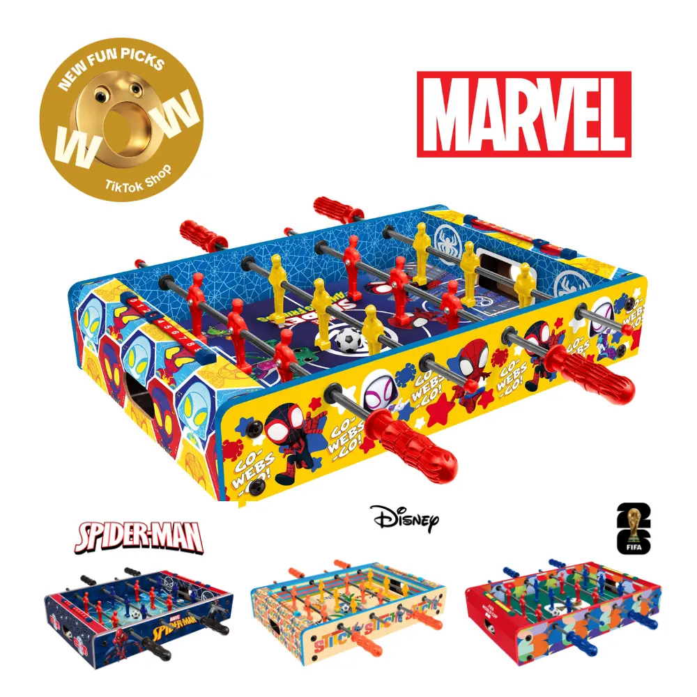 MARVEL Tabletop Foosball Game Officially Licensed Spider-Man | Spidey and His Amazing Friends | Stitch | FIFA World Cup, 4 themed, team games