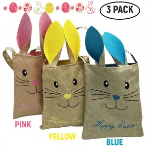 Cute Easter Bags Bunny Ears 3 Pack for kids egg hunt