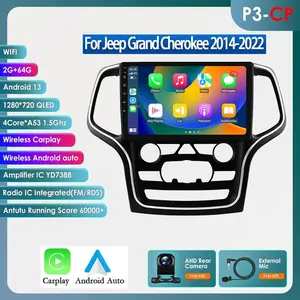 Hizpo 10.1 Inch 2Din Carplay Car Stereo for Jeep Grand Cherokee WK2 2014-2022, Android Auto GPS Autoradio with Car Screen Display, Multimedia Video Player