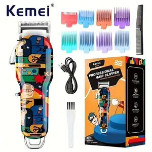 Kemei MAX2092 Hair Clipper Graffiti Professional Barber Fade Hair Cutting Machine Electric Cordless Beard Multifunctional Hair Trimmer Precision Mower Wireless Haircut Tool Wireless Hair Cutter