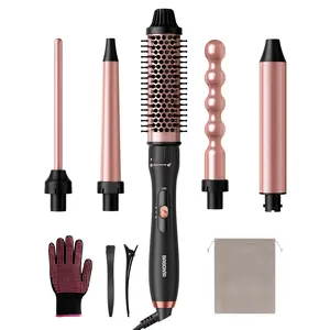 BABONIR 5 in 1 Curling Wand Set, Multi Hair Styler with Thermal Curling Brush and 4 Interchangeable Ceramic Curling Wand (0.35"-1.25"), Glove, Clips, Dual Voltage Hair Wand Curling Iron, Gifts for Women,TikTokShopBlackFriday