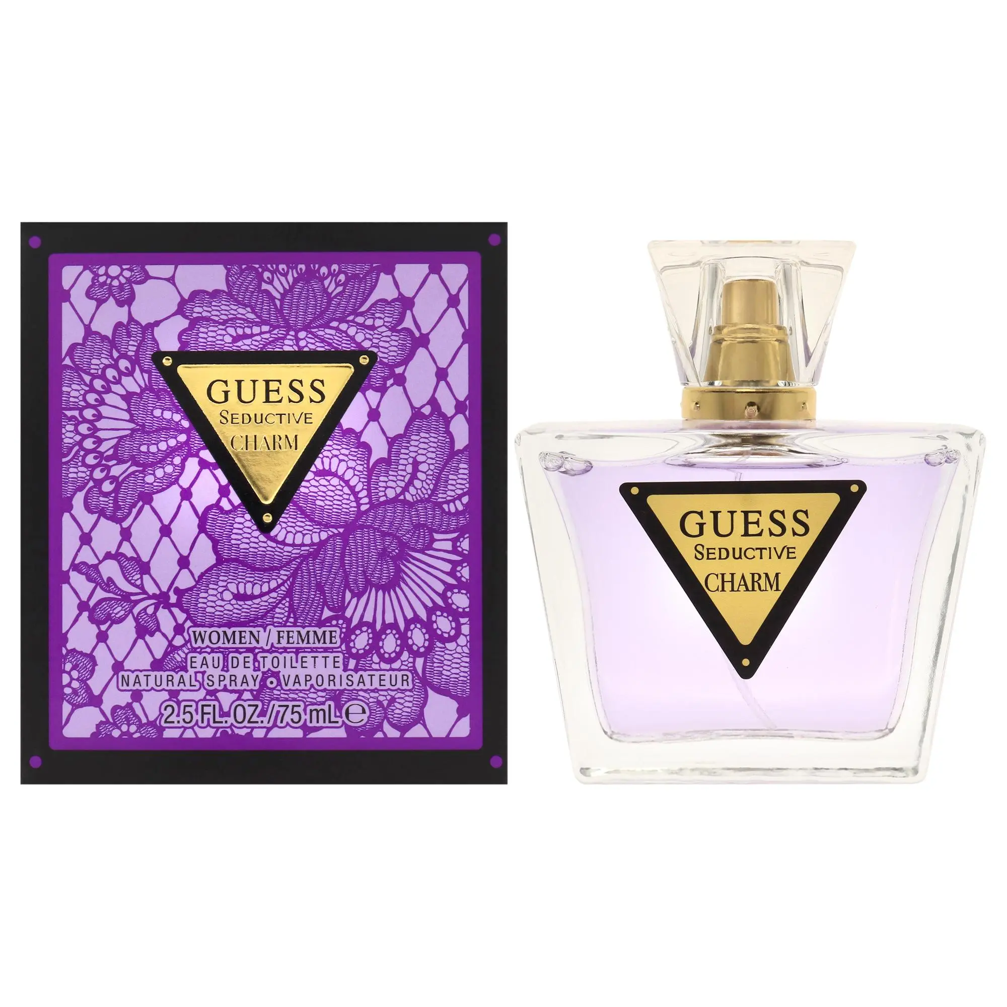 Guess Seductive Charm Refined Alluring Women's Fragrance - 2.5oz EDT Natural Spray with Purple Lace Accent