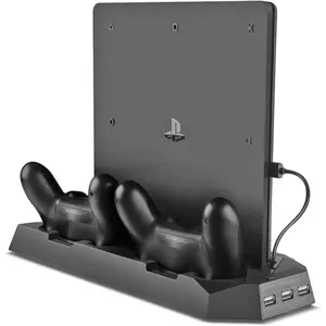Vertical Stand Charger Cooling Station for PS4 Pro/Slim 2-in-1 with Dual Charger Ports and USB HUB