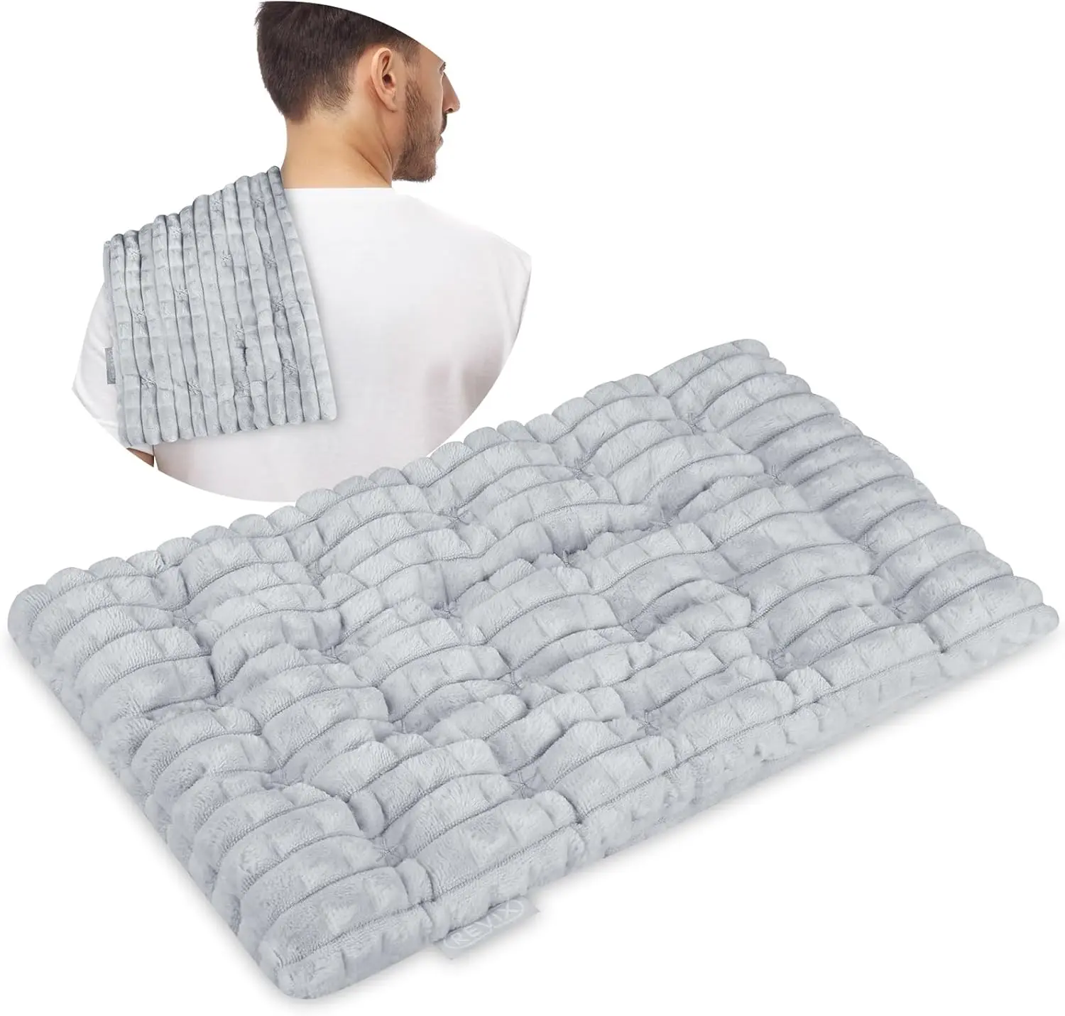 REVIX Microwavable Shoulder Heating Pad, 2 lbs Weighted Flannel Hot and Cold Pack for Moist Heat Therapy, Filled with Flaxseeds, Wearable Heating Pads, Flaxseeds Fill