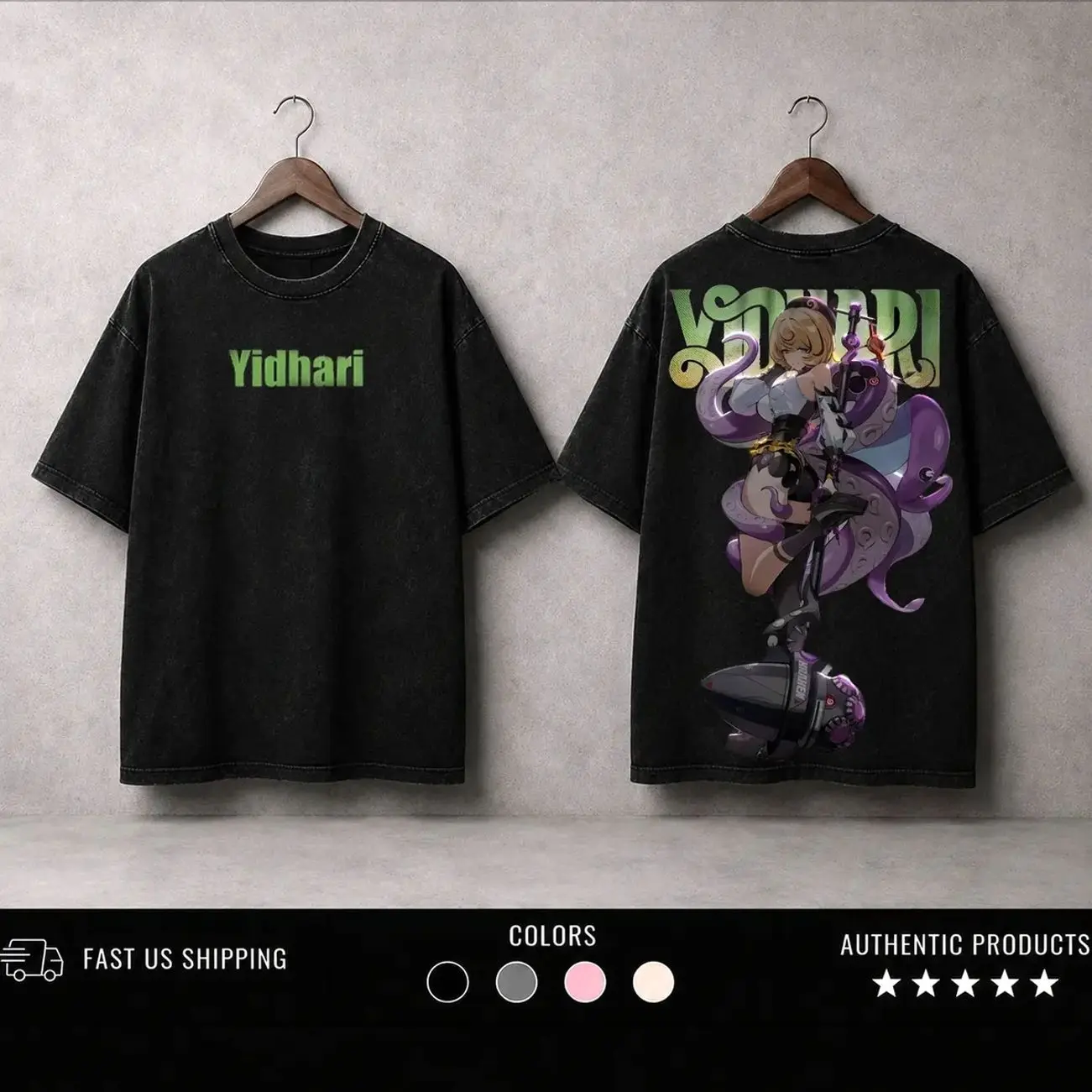 Yidhari Murphy- Zenless Zone Zero Washed T-Shirt,Sweatshirt, HoodieVideo Games, Horror Vintage Shirt, Game Fan, Streetwear Tops Black Fabric Menswear REC