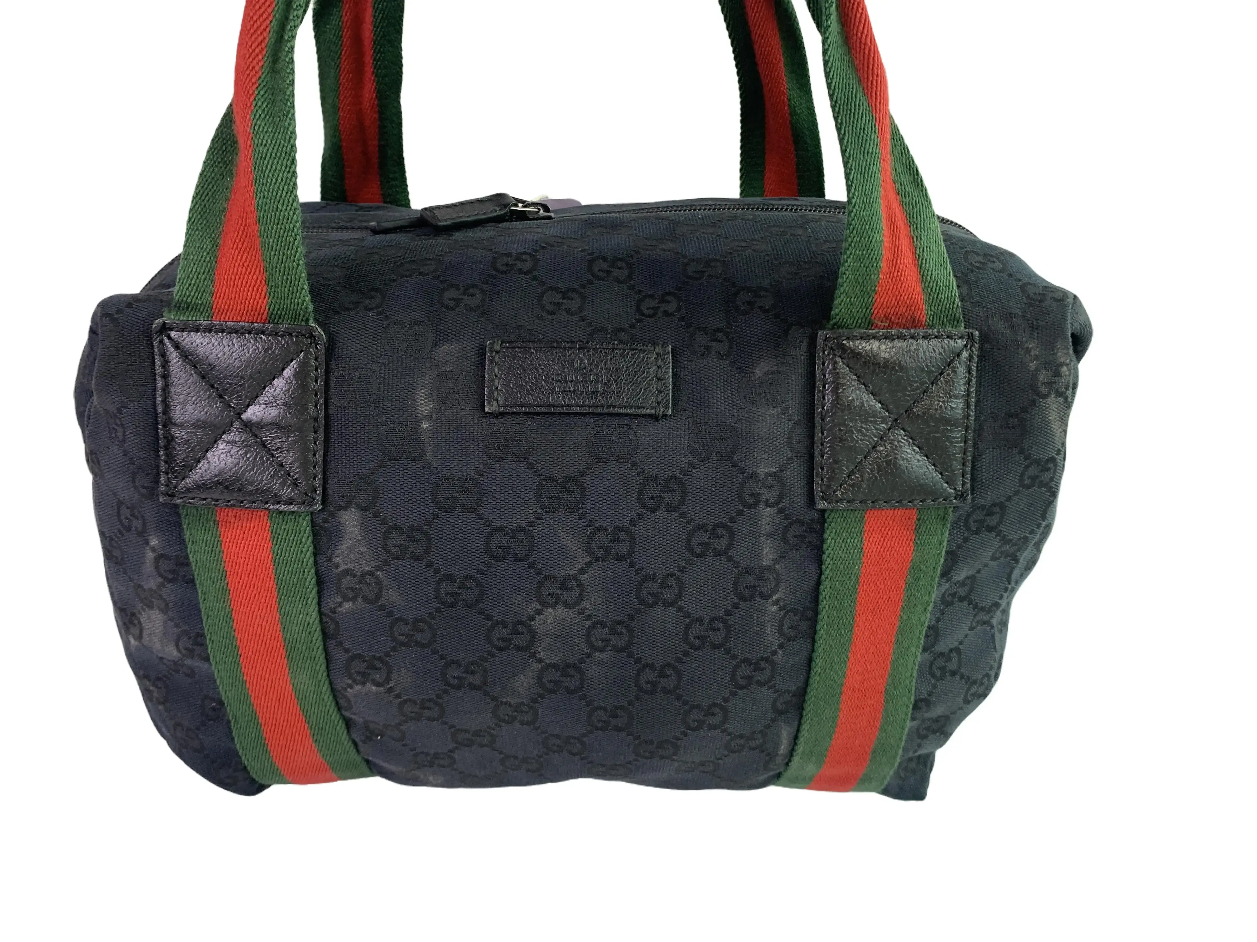 Pre-owned GUCCI GG Canvas Web Strap Boston Handbag/WJ08601065/1065