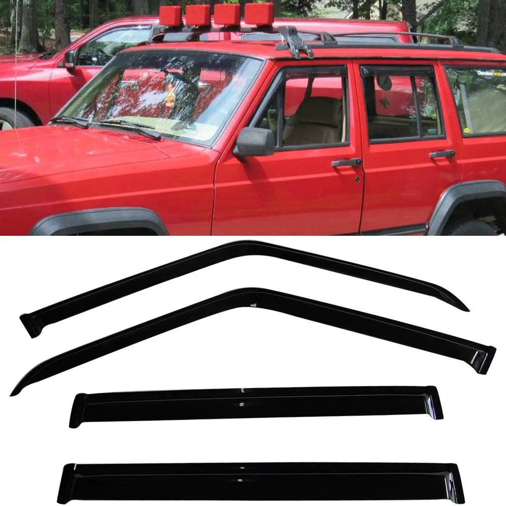 Window Visors Guard for Jeep Cherokee XJ BJ 1984-2001 Slim Smoke Acrylic Automotive