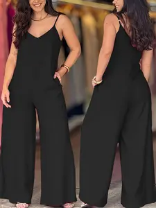 Women's Elegant Solid Color Strapless Jumpsuit, Stylish One-Piece for Casual Wear, Comfortable and Versatile Fashion Choice Womenswear