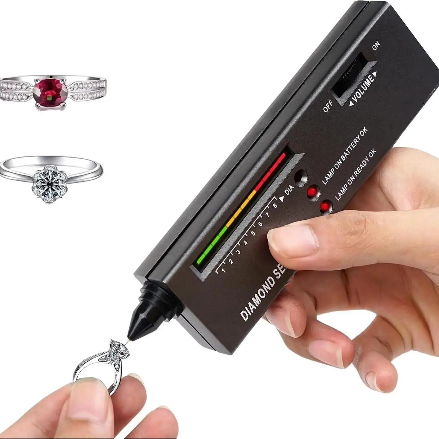Portable Electronic Diamond Tester V2 - Simple, Easy Operation Jewelry Check Tool with LED Light, Accurate and Reliable Reading, Protective Case & Gemstone Platform
