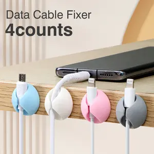 4 Counts Cable Clips, Colorful Desk Wire Clips, Desk Cable Drop for All Your Computer, Charging, Electrical and Mouse Cord