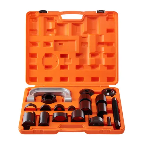 【BackToSchool】VEVOR 21-Piece Carbon Steel 1 Ball Joint Press Tool Kit, Rust-Resist Coat HRC32-38 Clamp with 9 Adapters & 1 Installation Adapter, Tools for Mechanics, 2WD & 4WD Car Heavy Duty Repair