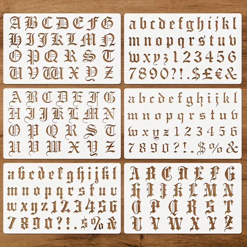 6pcs Letter Stencils for Painting,  Letter Stencil for Writing Crafts Reusable, Alphabet Stencils  (15 X 25 Inch)