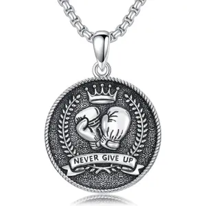 MEIDERBO Boxing Glove Necklace - 925 Sterling Silver Boxing Glove Pendant - Hip Hop Punk Jewelry - Gifts for Men & Women men chain necklace