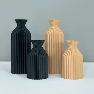 A 3D printed vase, Plastic vase, Soothingly Textured Pampas Grass Vase, Bohemian style decorative vase, flower vase for Pampas Grass, Home, Living Room, Dining Table, Farmhouse, Office Decor, Bedroom, Table, and Kitchen Shelf, Modern Plant Vase