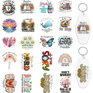UV DTF Motel Keychain Decals,  Christain UV DTF Stickers for Motel Keychain, Bible Verse UV DTF Keychain Transfers Stickers Waterproof UV DTF Decals for Hotel Keychain