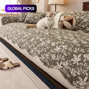 1pc Vintage Floral Sofa Cushion, Sofa Slipcover, Soft Comfortable Fabric, Fashion Asymmetric Design, Dustproof Durable, All Seasons Use #GLOBAL PICKS