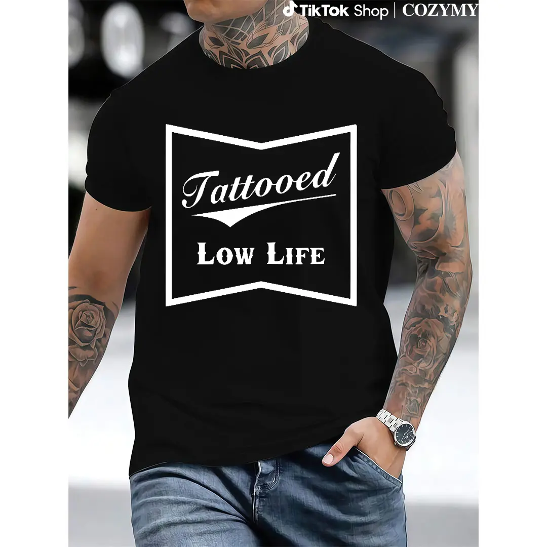 Tattooed Low Life Men's T-Shirt Top Cotton