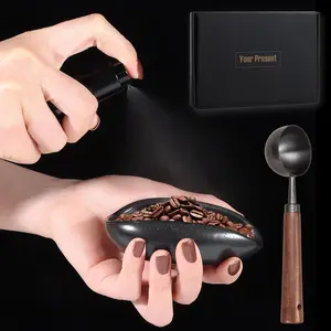 3pcs Coffee Bean Dosing Cup Set with Gift Box, Dosing Ceramic Cups Stainless Steel Spoon Portable Spray Bottle Static Reduction Precise Measuring for Espresso Tea Coffee Bar Accessories Kit