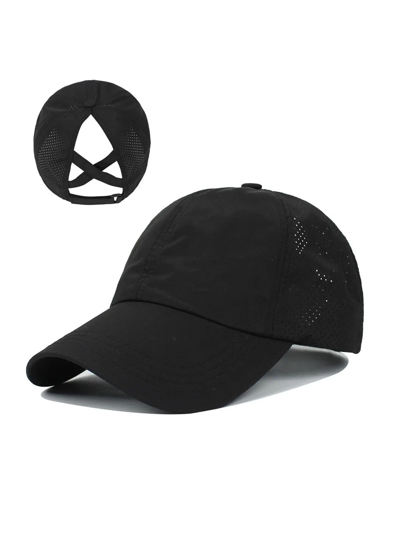 Womens Criss Cross Ponytail Baseball Cap Adjustable High Messy Bun Ponycap Quick Drying Snapback Hat