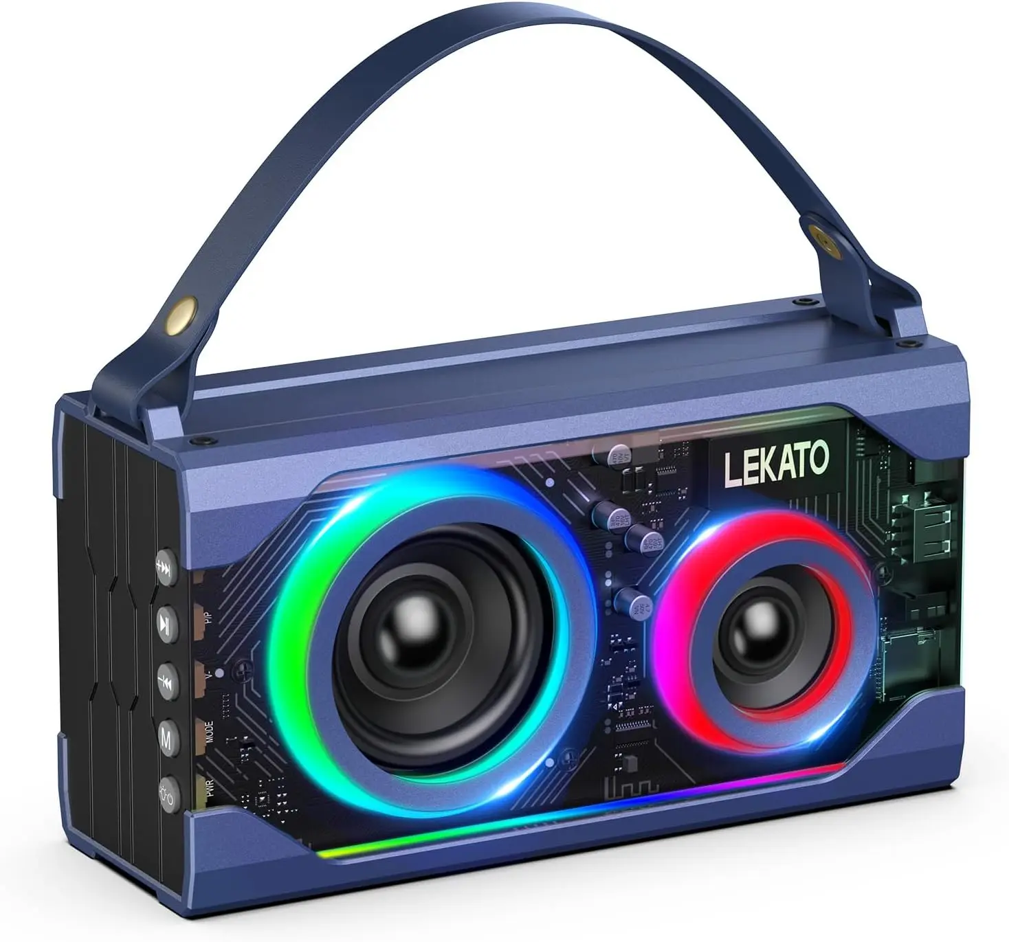 LEKATO Bluetooth Speaker Portable, Transparent Wireless Speakers with Rich Bass, 25W HD Stereo Sound, 12H+ Playtime, Loud Speaker Mixed RGB Light, Waterproof Speaker Gifts for Home Party Outdoor