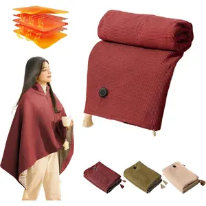 Women's portable heating blanket shawl, USB electric blanket, fast warming wearable electric blanket, machine washable neck and shoulder heating blanket