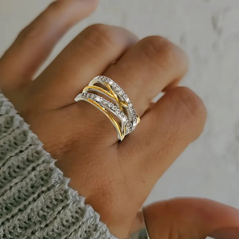 Forever Elegant Cubic Zirconia Alloy Ring for Engagement, Wedding Anniversary & Birthday Gifts, Party and Evening Wear