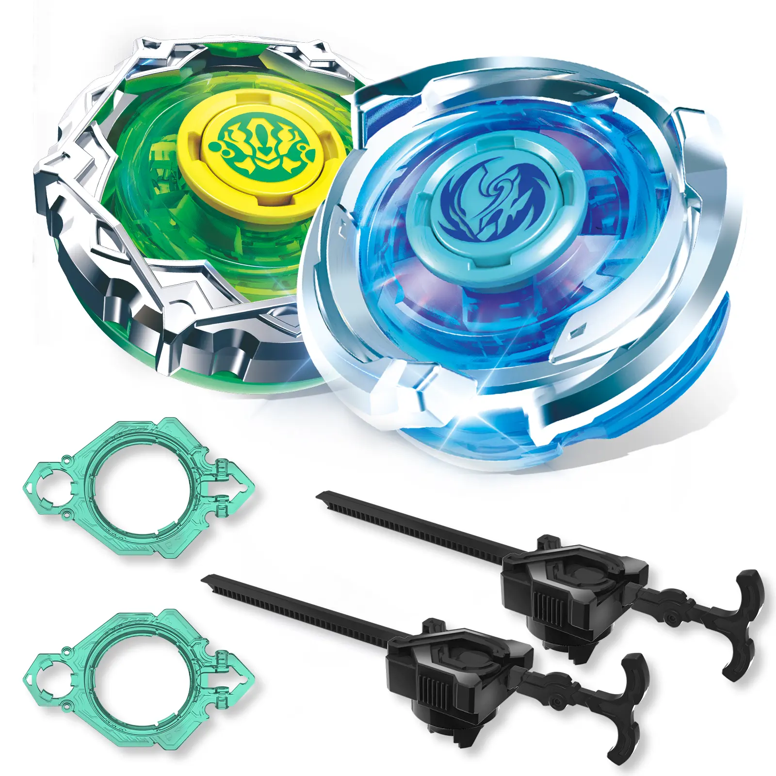 INFINITY NADO S7 Metal Battle Tops with 2 Rack Launchers for Kids 5+ | Metal Battle Toy, For Boys Girls 5-12, Strategic Thinking Toy, Suitable for friendly competition indoors outdoors, Blue Green