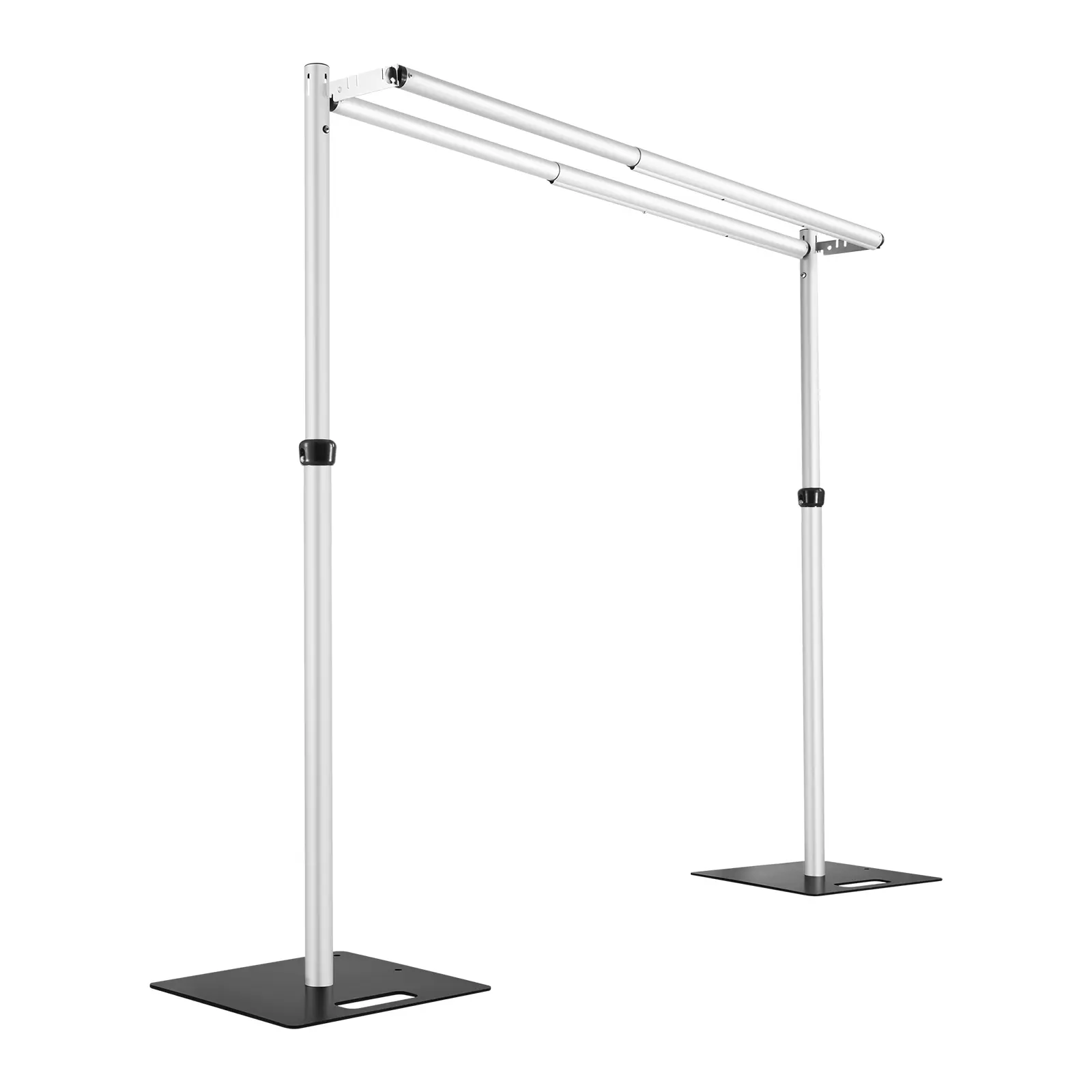 Hecis Double Crossbar Background Stand Kit - 7-12' Tall x 7-12' Wide Solid Metal Aluminum Frame, Heavy Base, Tool-Free Quick Setup, Easy Storage & Carrying for Parties, Graduation Ceremony Decor, Balloon & String Light Hanging, 7-12' Tall X 7-12' Wide(Dou
