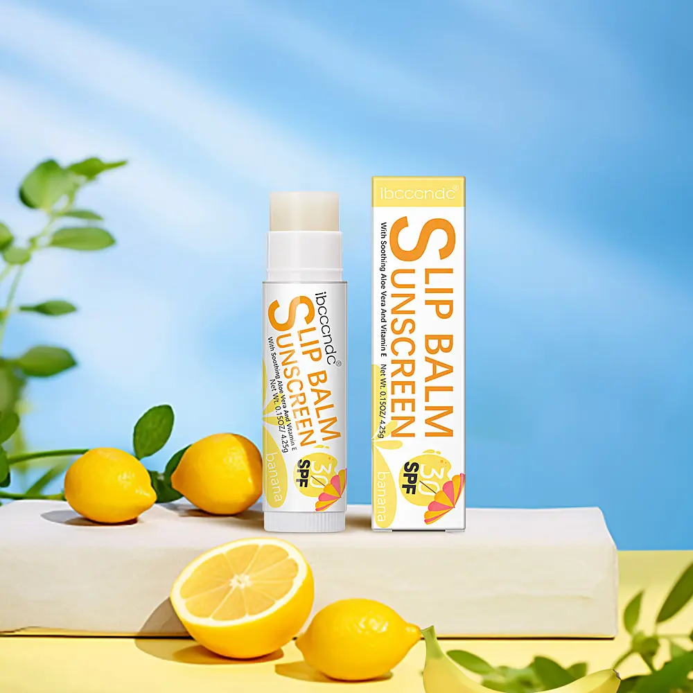 SPF 30 Moisturizing Lip Balm Sunscreen, Hydrating & Sun Protection 2-in-1 Lip Care, Nourishing Primer for Lips with Vitamin E,Tinted & Non-Sticky Lip Care, 3 Flavors Optional(Strawberry/Lemon/Mango), Moisturizer