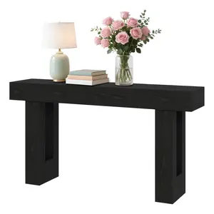 Garvee 63-Inch Long Rustic Wooden Console Table in Black Walnut Finish, Perfect for Entryway, Living Room, Foyer, Hallway, or Behind Sofa Use