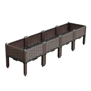 HomeRoots 569542 16 in. Dark Brown Plastic Indoor Outdoor Rectangular Planter Box