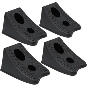 Wheel Chocks, Heavy Duty Wheel Wedge for Car, Travel Trailer, RV - 8"*4.7"*4.7" - 4 Pack, Black