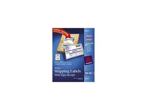 Avery Shipping Labels,Inkjet,w/ Receipt,5-1/16"x7-5/8", 25/PK,WE 8127