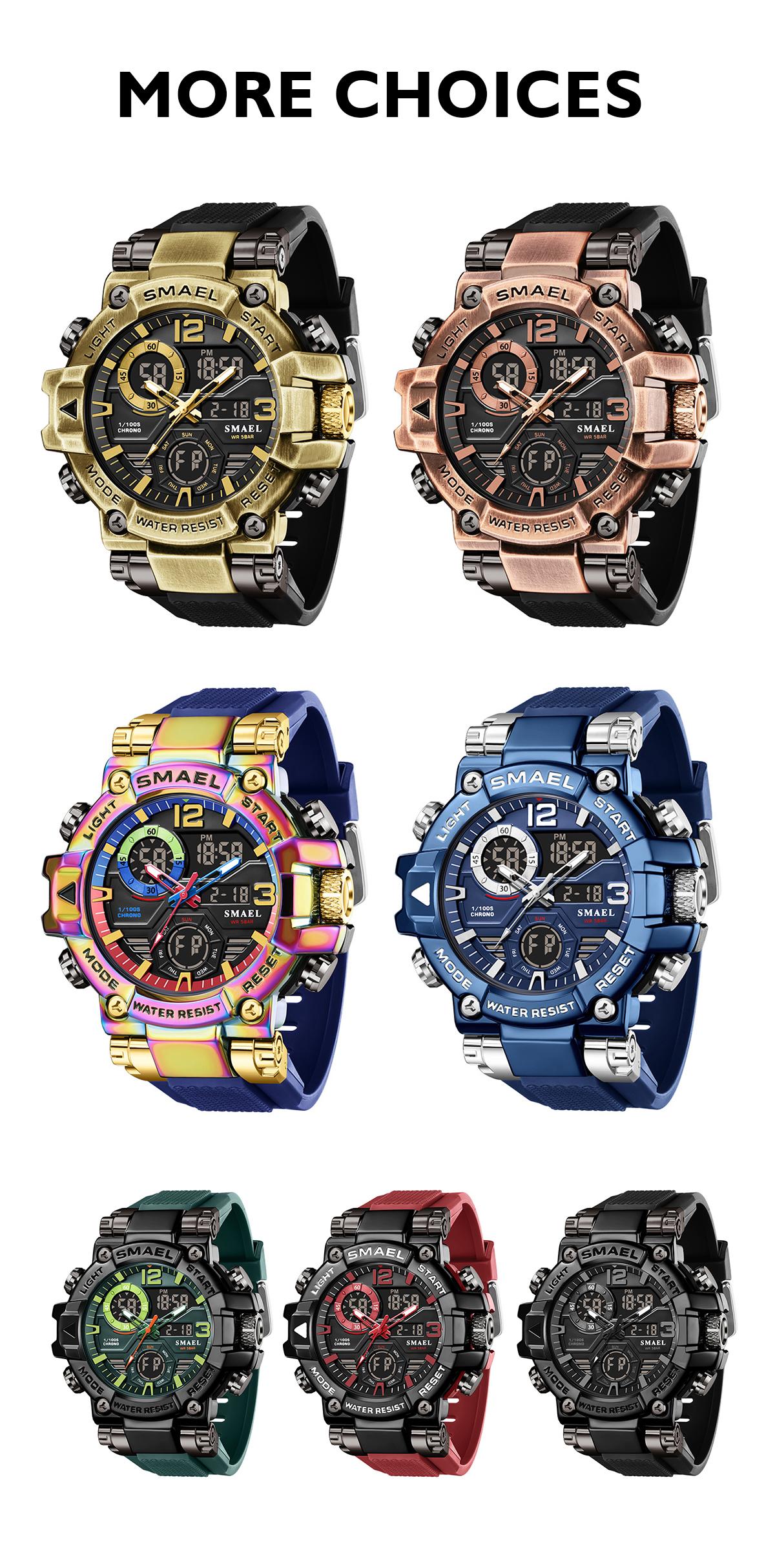 Men's Colorful Punk Style Quartz Watch, Jumpstart saleMulti.Functional Waterproof Dual Display Wristwatch,Tren, sportive analog-digital quartz watch, Birthday Giftwith Gift Boxfashionable wristwatch multifunctional men