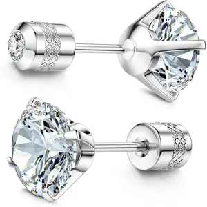 MILACOLATO Hypoallergenic G23 Implant Grade Titanium Screw Back Earrings 20G Pure Titanium Post for Sensitive Ears 5A Cubic Zirconia Titanium Earring Studs for Women Men Double Side Earrings Piercing Sleeper Studs Jewelry