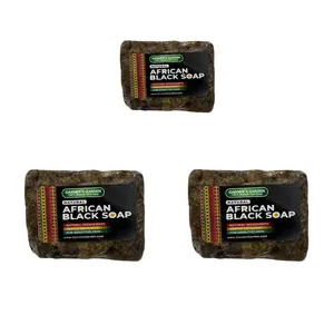 3-Pack Premium Handmade African Black Soap - Natural Soap With Shea Butter and  Aloe Vera