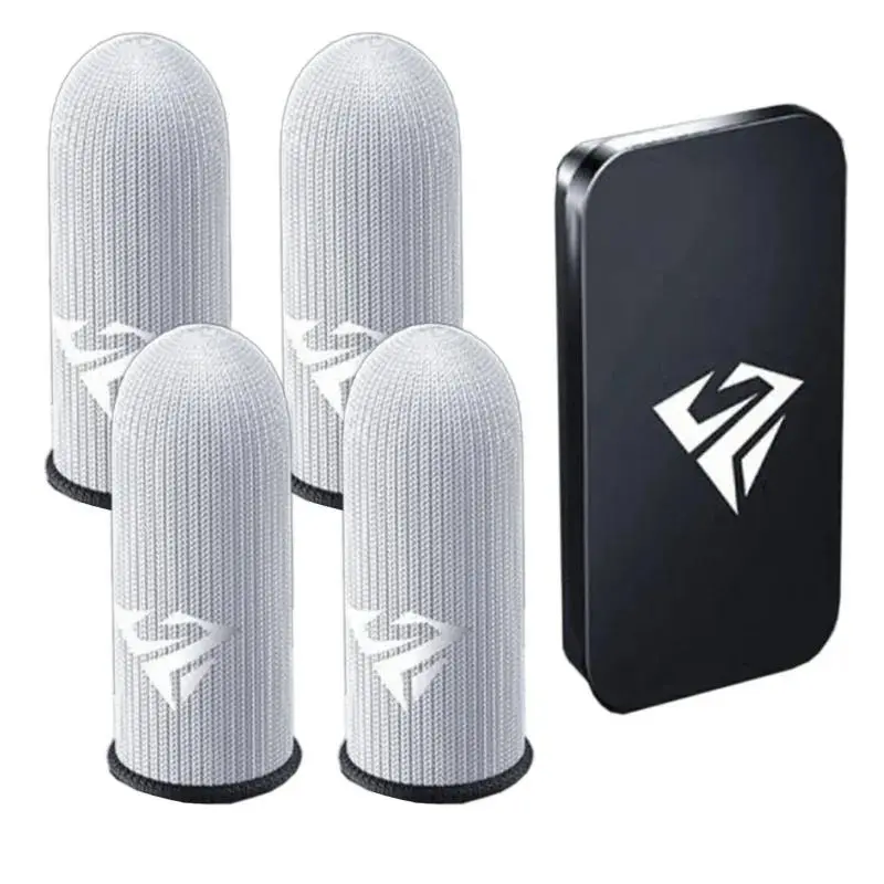 Gaming Finger Glove, Gaming Finger Sleeves, 2 Pairs Anti-sweat & Anti-slip Gaming Finger Gloves with Storage Box, Touch Scree Finger Gloves for Gamer, Game Accessories, Gamer Accessories, Gaming Products