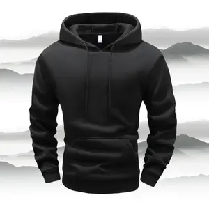 Men's Black Minimalist Hoodie Comfortable Stylish Super Suitable for Daily Streetwear Versatile for Various Occasions