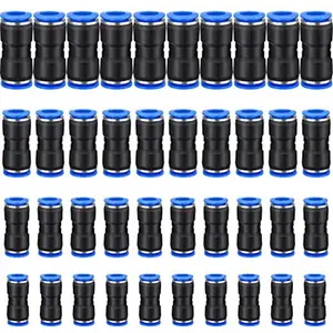 40 Pieces Straight Push Connectors, Push To Connect Fittings Quick Release Pneumatic Connectors Air Line Fittings Connect Air Hose Fittings, 2 Way