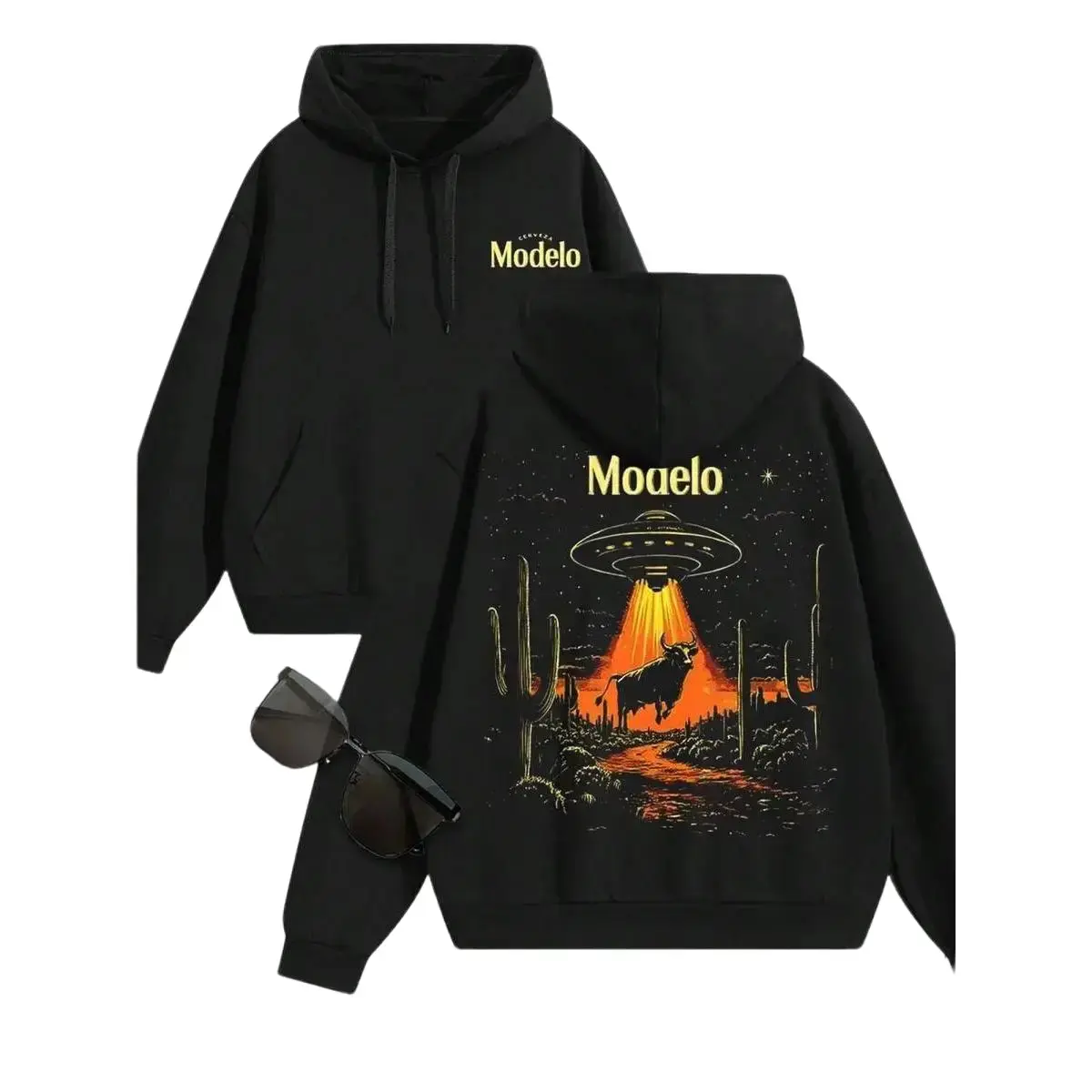 Women's Graphic Hoodie, Stylish Sci-Fi UFO Soft Wool Blend Pullover Top, Casual Long Sleeve Regular Fit Winter Sweatshirt, Tops, Jeans