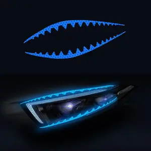 Shark Eyeline Reflective Car Sticker for Headlights, Eyebrow Decoration, Night Driving Safety Warning Sign Reflector, Self-Adhesive Vinyl Decal Gift, Sticker for Cars