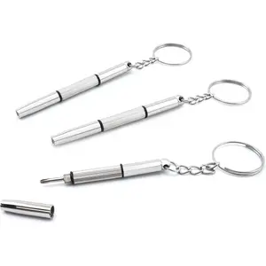 3 count Mini Portable Screwdrivers for Glasses, 3-in-1 Keyring Eyeglasses Repair Kit Flat  Phillips Hex Handy  Screw Drivers for Sunglasses, Small Electronics