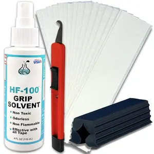 Golf Grip Kit for Golf Club Regripping - 15  2"x10" Golf Grip Tape Strips, Rubber Vise Clamp, & 4 oz HF-100 , Non-Flammable, Odorless Golf Club Grip Solvent