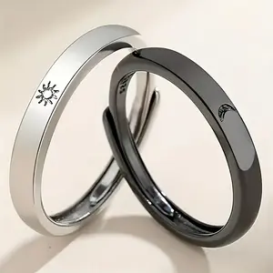 2PCS Adjustable Sun and Moon Ring, Couple Ring, Open Ring