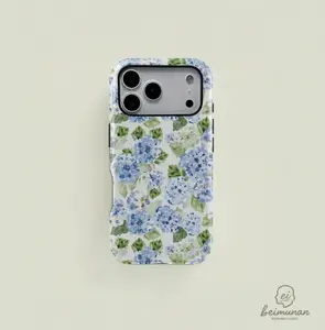 Blue Hydrangea Girly Aesthetic Summer Spring Flowers Fashion Cute 2 in 1 Phone Case with Durable, Shock Absorbing and Stylish Design. Compatible with Iphone 11, 12, 13, 14, 15 16 17 Pro Max and Pro Plus Series A creatively designed Aesthetic, Pastel