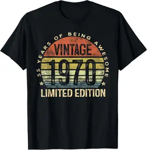 100% Cotton Vintage 1970 Limited Edition 55-Year-Old Gifts 55th Birthday T-Shirt