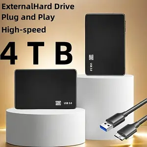 4TB Ultra-High-SpeedPortable External Hard Drive - USB 3. 0, Large Capacity, Minimalist Design, Compatible with iPad, Windows, Mac, iOS - Reliable Storage for Gamers, Students, Professionals, Student's Storage Solution, Sleek Portable Desig